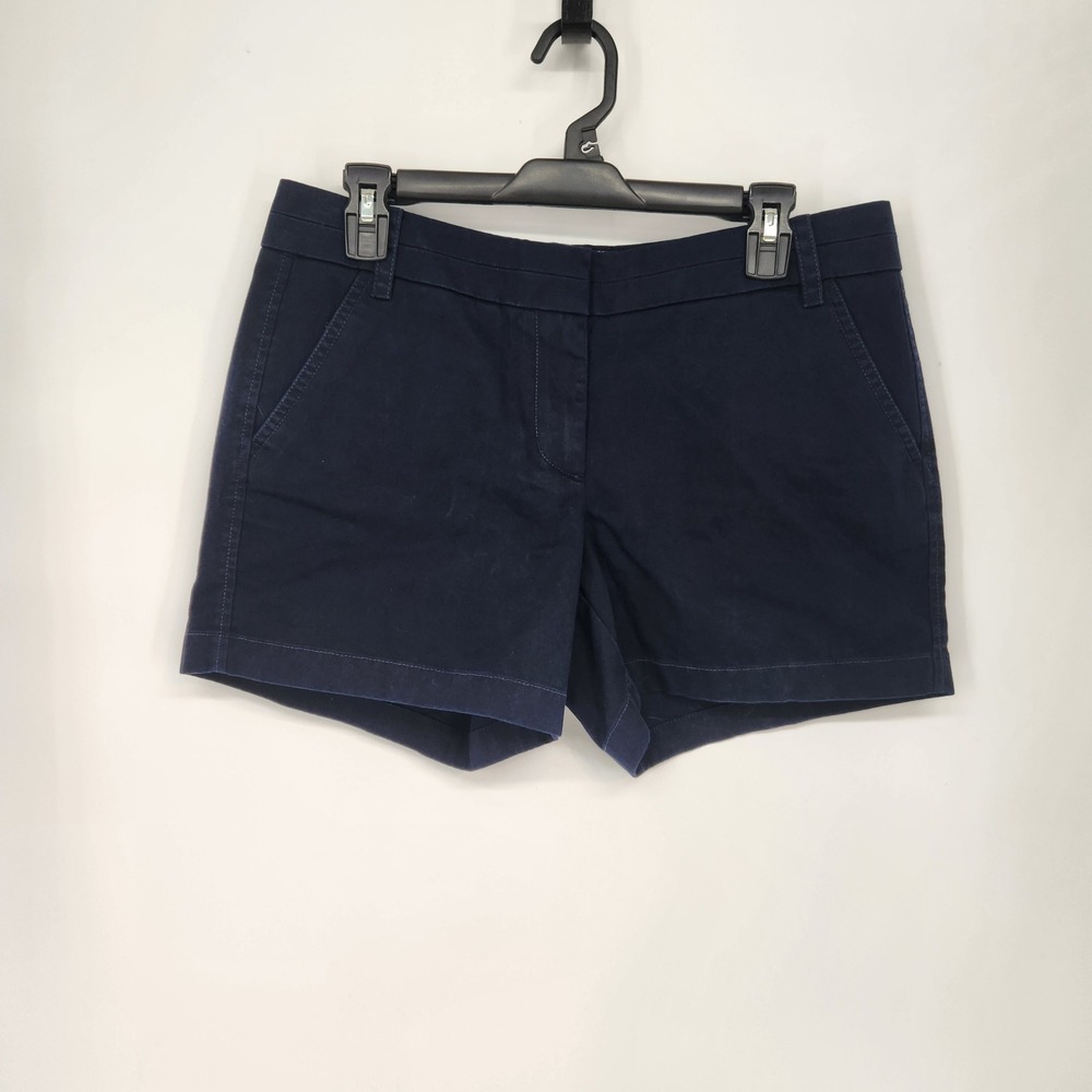 New J.Crew Chino Shorts Women's 8 Navy Blue 100% Cotton Mid Rise